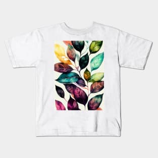 Watercolor colors leaves pattern Kids T-Shirt